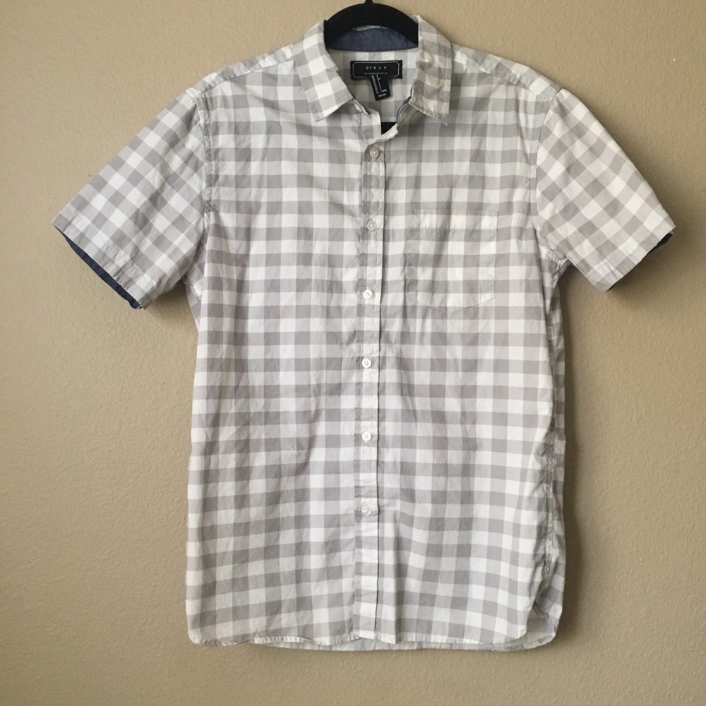 21 Men Short Sleeve Gingham Button Up Shirt
